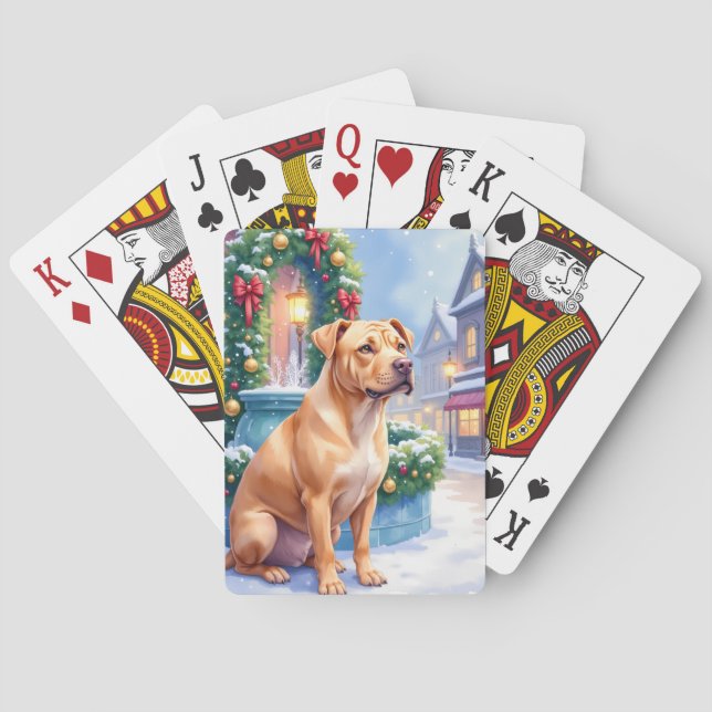 Jeu De Cartes Chinese Shar-Pei Snowy Town Fountain Christmas Art (dos)