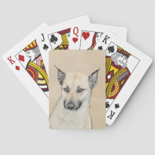 Jeu De Cartes Chinook (Oreilles Pointées) Peinture - Art Chien o