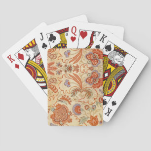 Jeu De Cartes Chintz Floral Antique Terracotta Français Vintage