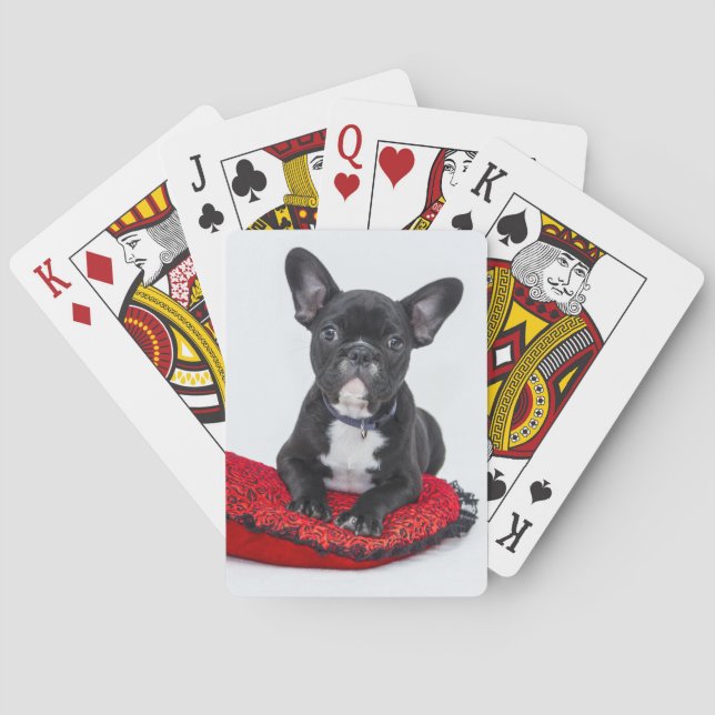 Jeu De Cartes Chiot BULLDOG Noir mignon personnalisable (dos)