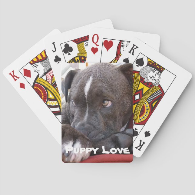 Jeu De Cartes Chiot Editable de Pitbull de bébé (dos)