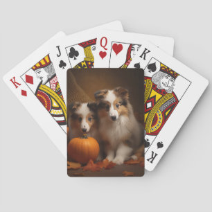 Jeu De Cartes Chiots Shetland Sheepdog Délice d'Automne Citrouil