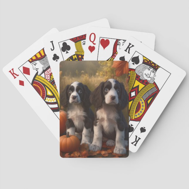 Jeu De Cartes Chiots Springer Spaniel Délice d'Automne Citrouill (dos)