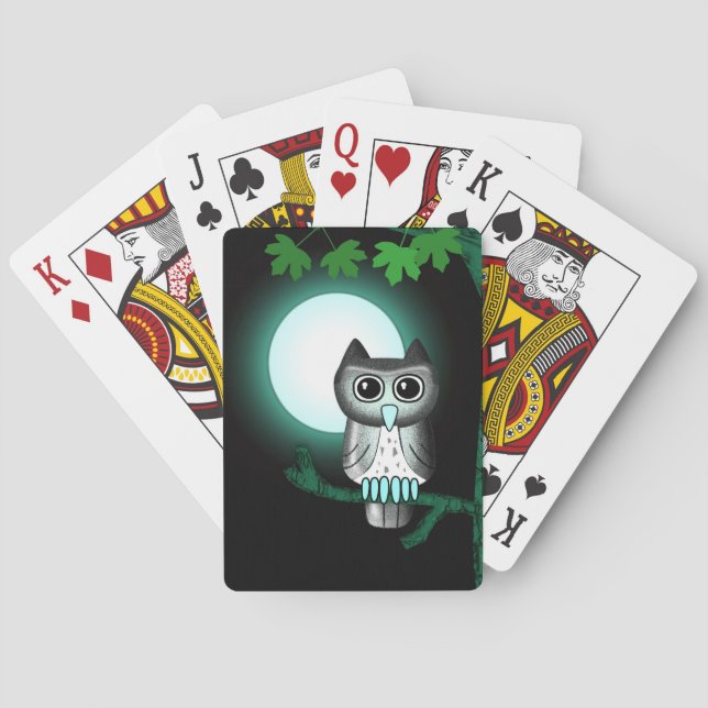 Jeu De Cartes Chouette à Pleines lunes mignonnes (dos)