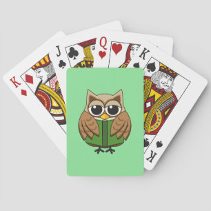 Jeu De Cartes Chouette bibliophile mignonne lisant un livre de d