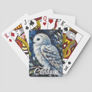 Jeu De Cartes Chouette blanche sur branche en clair de lune Pers