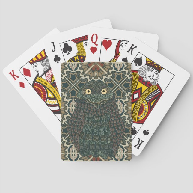 Jeu De Cartes Chouette bractée décorée Tons Brown dorés (dos)