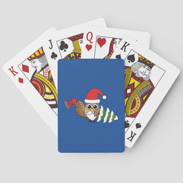 Jeu De Cartes Chouette de Noël avec renard et pin (dos)