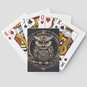 Jeu De Cartes Chouette de Steampunk contre le ciel étoilé