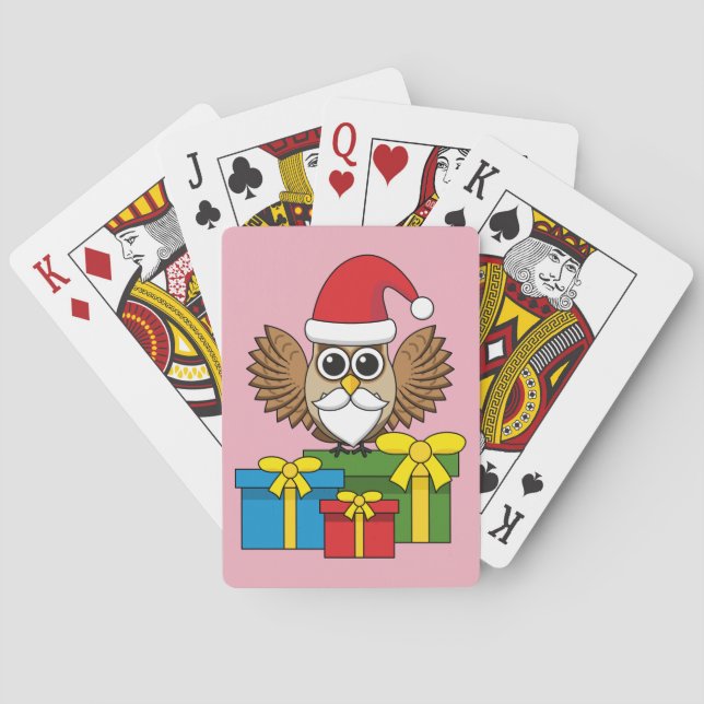 Jeu De Cartes Chouette du Père Noël avec présents (dos)