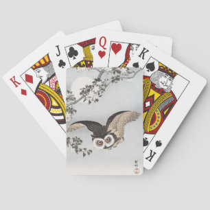 Jeu De Cartes Chouette effraie Ohara Koson Cerisiers en fleurs &
