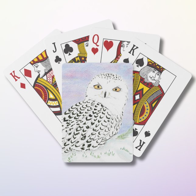 Jeu De Cartes Chouette neigeuse en hiver coucher de soleil crayo (Créateur téléchargé)