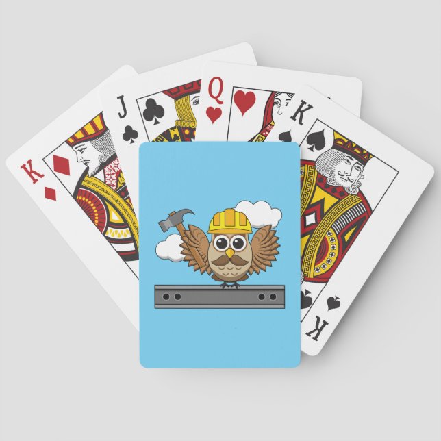 Jeu De Cartes Chouette ouvrière de construction mignonne avec de (dos)