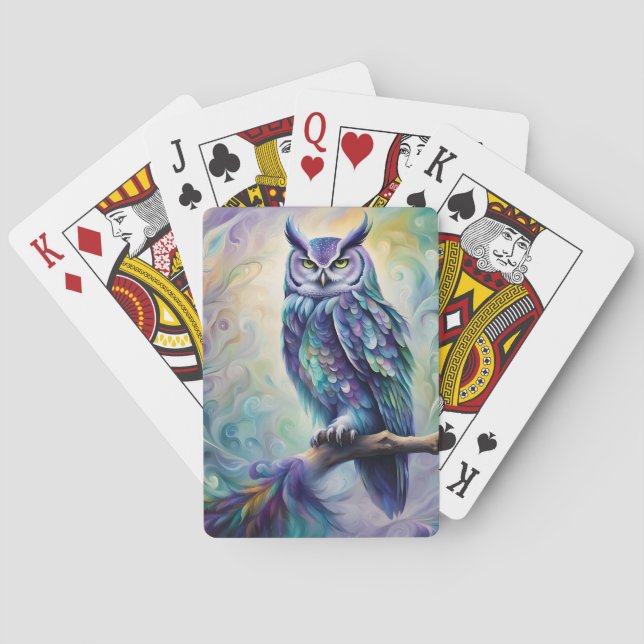 Jeu De Cartes Chouette pourpre et Turquoise (dos)