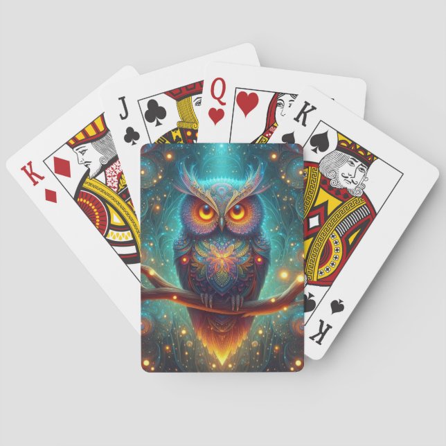 Jeu De Cartes Chouette psychédélique dans une forêt cosmique (dos)