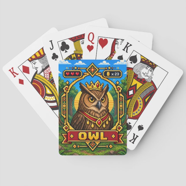 Jeu De Cartes Chouette Rétro Pixel Art 8-Bit (dos)