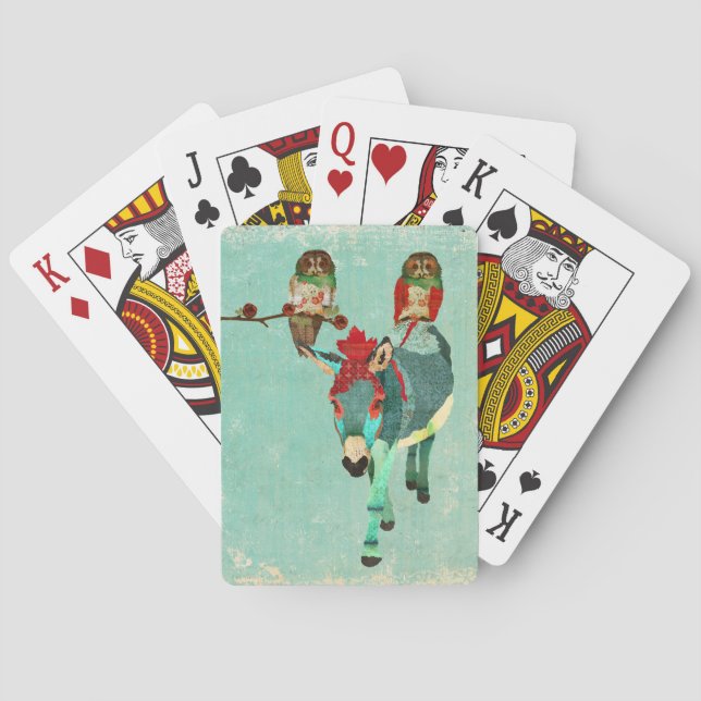 Jeu De Cartes Chouette rose et pont de carte d'âne (dos)