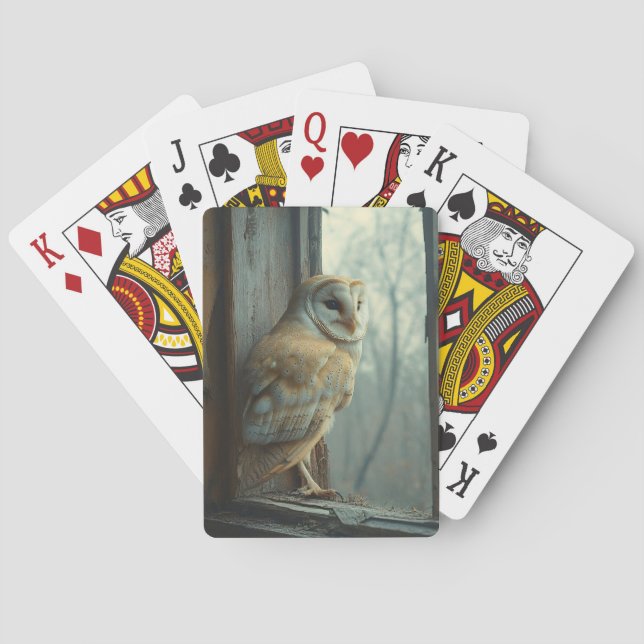 Jeu De Cartes Chouette rustique dans l'art de la fenêtre (dos)
