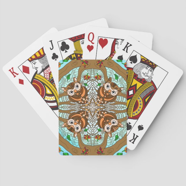 Jeu De Cartes Chouette tirée à la main Mandala (dos)