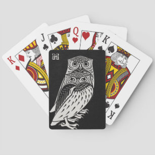 Jeu De Cartes Chouettes Vintages personnalisées Noir et Blanc