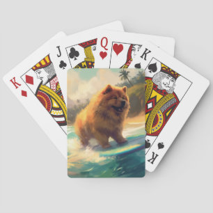 Jeu De Cartes Chow Chow Beach Plage Surf Peinture