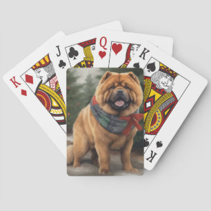 Jeu De Cartes Chow Chow Chien de Noël en neige