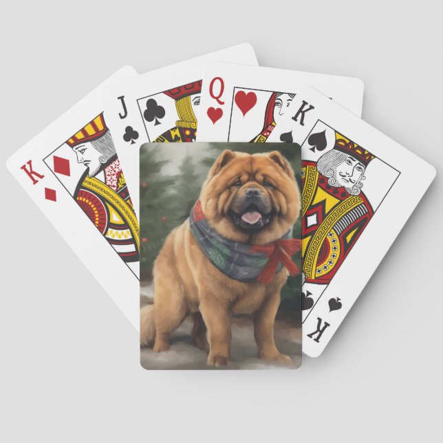 Jeu De Cartes Chow Chow Chien de Noël en neige (dos)