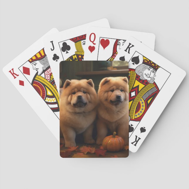 Jeu De Cartes Chow Chow Chiot Automne Citrouille de plaisir (dos)