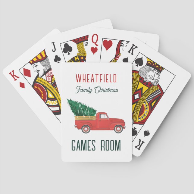Jeu De Cartes Christmas Red Truck Family Games Room Custom (dos)