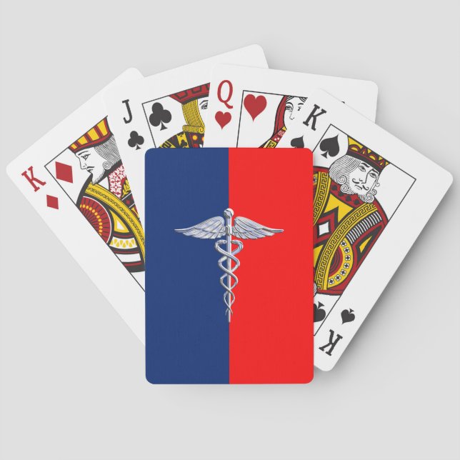 Jeu De Cartes Chrome Comme Caduceus Symbole Médicale Ligue Décor (dos)