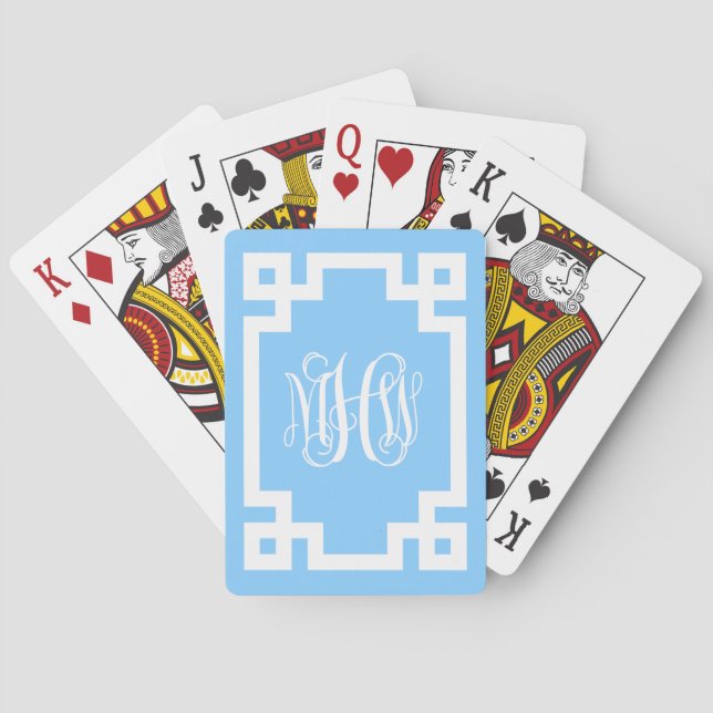 Jeu De Cartes Ciel Bleu Blanc Vigne Script Monogramme Grec Clé D (dos)