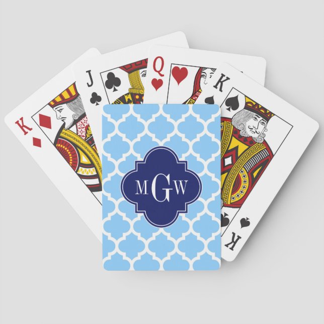 Jeu De Cartes Ciel bleu marocain #5 Marine bleu 3 Monogramme ini (dos)