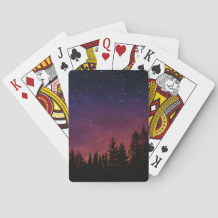 Jeu De Cartes Ciel nocturne forestier avec scène boisée étoilée