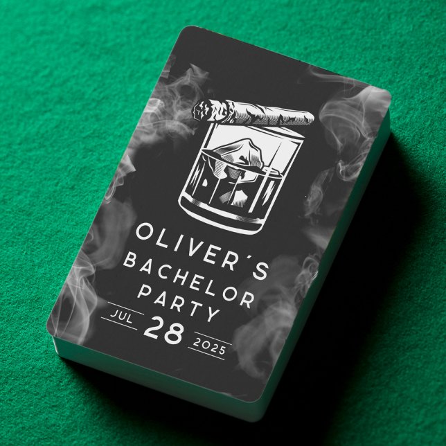 Jeu De Cartes Cigares de fête de bachelor moderne et Whisky Noir (Créateur téléchargé)