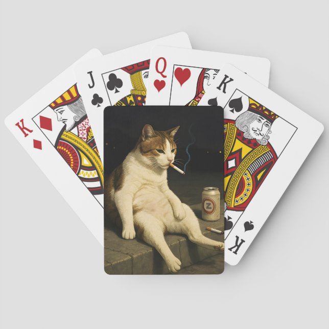 Jeu De Cartes Cigarette Kitten Funny Smoking Cat Gen Z Meme (dos)