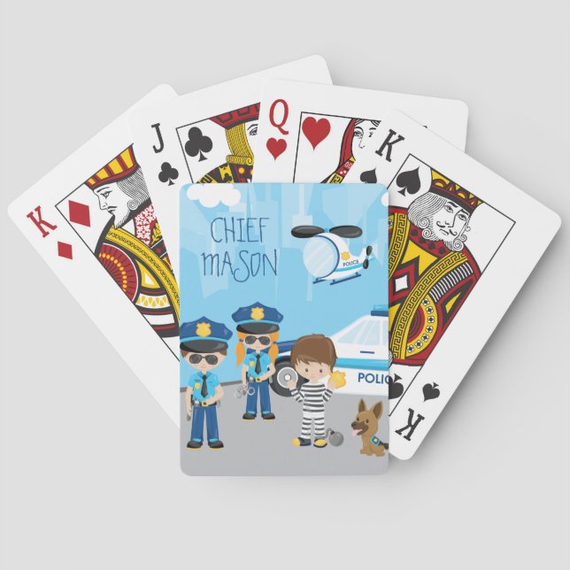 Jeu De Cartes Cignon petit homme de police avec prénom (dos)