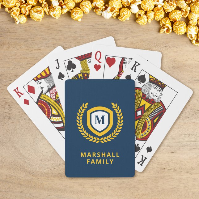 Jeu De Cartes Cimetière de logo Marine et Gold Monogram (Créateur téléchargé)