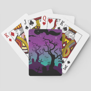 Jeu De Cartes Cimetière noir, violet, turquoise Halloween