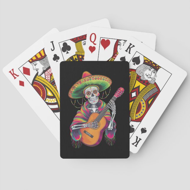 Jeu De Cartes Cinco De Mayo Skeleton Skull Fiesta Guitare (dos)