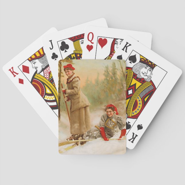 Jeu De Cartes  Circuit de ski hivernal vintage  (dos)