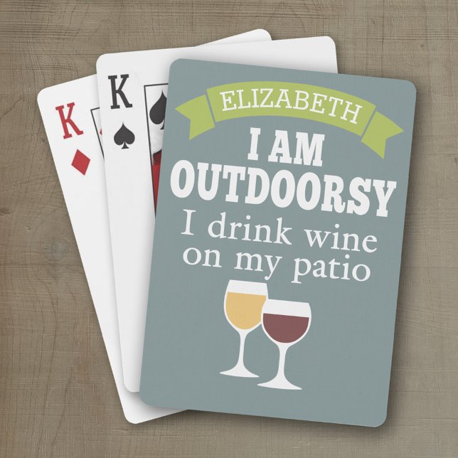 Jeu De Cartes Citation de vin drôle avec nom personnalisé (Personalized playing cards with a funny wine saying - great for a party)