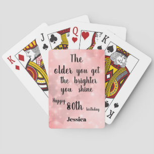 Jeu De Cartes Citation inspirante Joyeux 80e anniversaire Nom