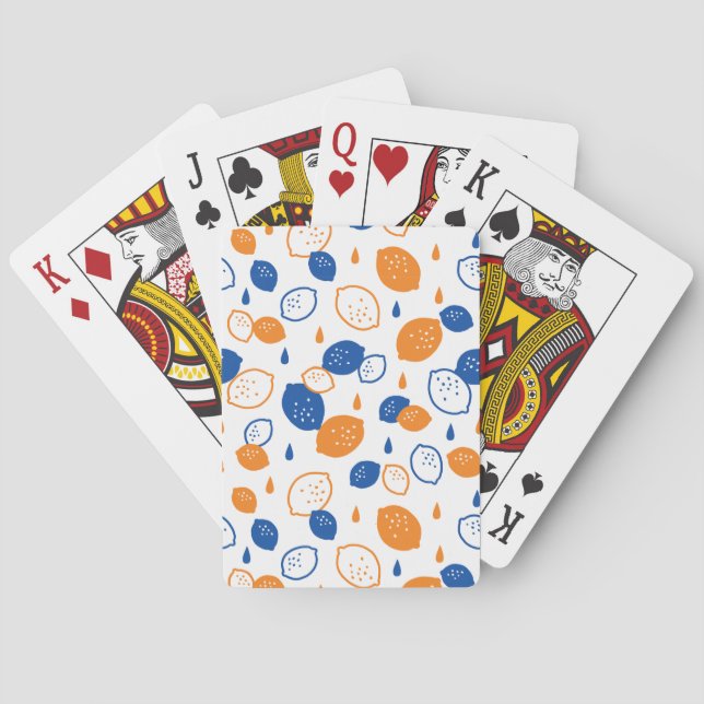 Jeu De Cartes Citron bleu et orange Motif Jouer sur le thème des (dos)