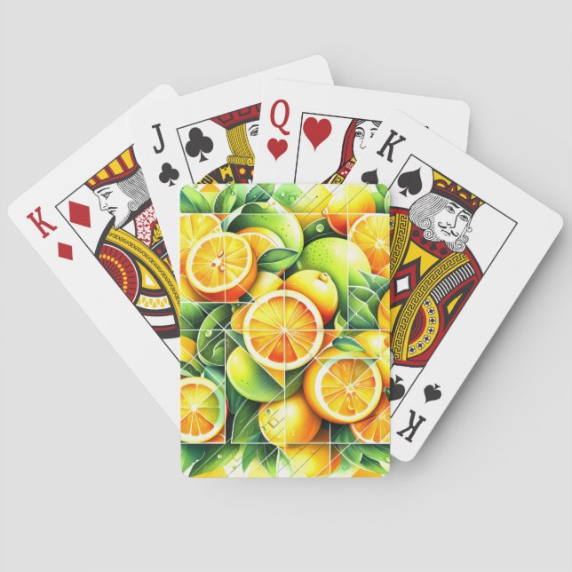 Jeu De Cartes Citron Orange Botanique Citrus Géométrique (dos)