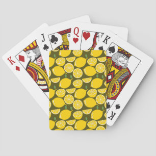 Jeu De Cartes Citrons jaunes et motif vert olive : Citrus modern