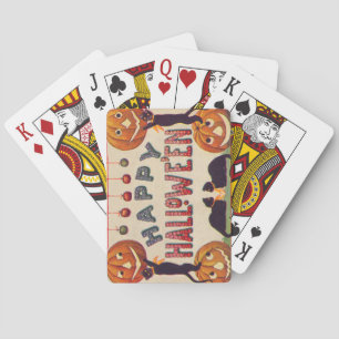 Jeu De Cartes Citrouille Jack O Lantern Chat Noir aux Pommes Sou