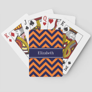 Jeu De Cartes Citrouille Marine LG Chevron Bleu Marine Monogramm