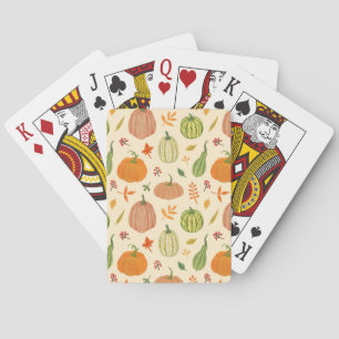 Jeu De Cartes Citrouille vert et orange, motif sans soudure.