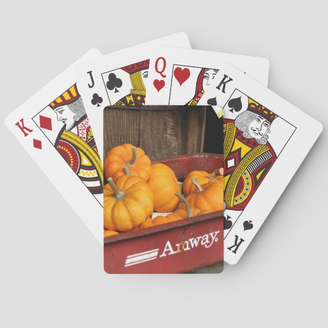 Jeu De Cartes Citrouilles D'Automne Dans Le Vieux Wagon Rouge  (dos)