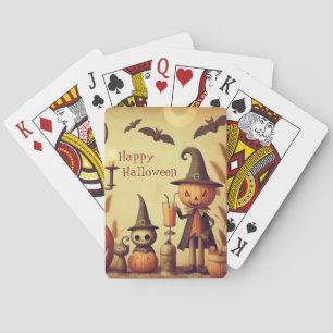 Jeu De Cartes Citrouilles et chauves-souris de Halloween vintage